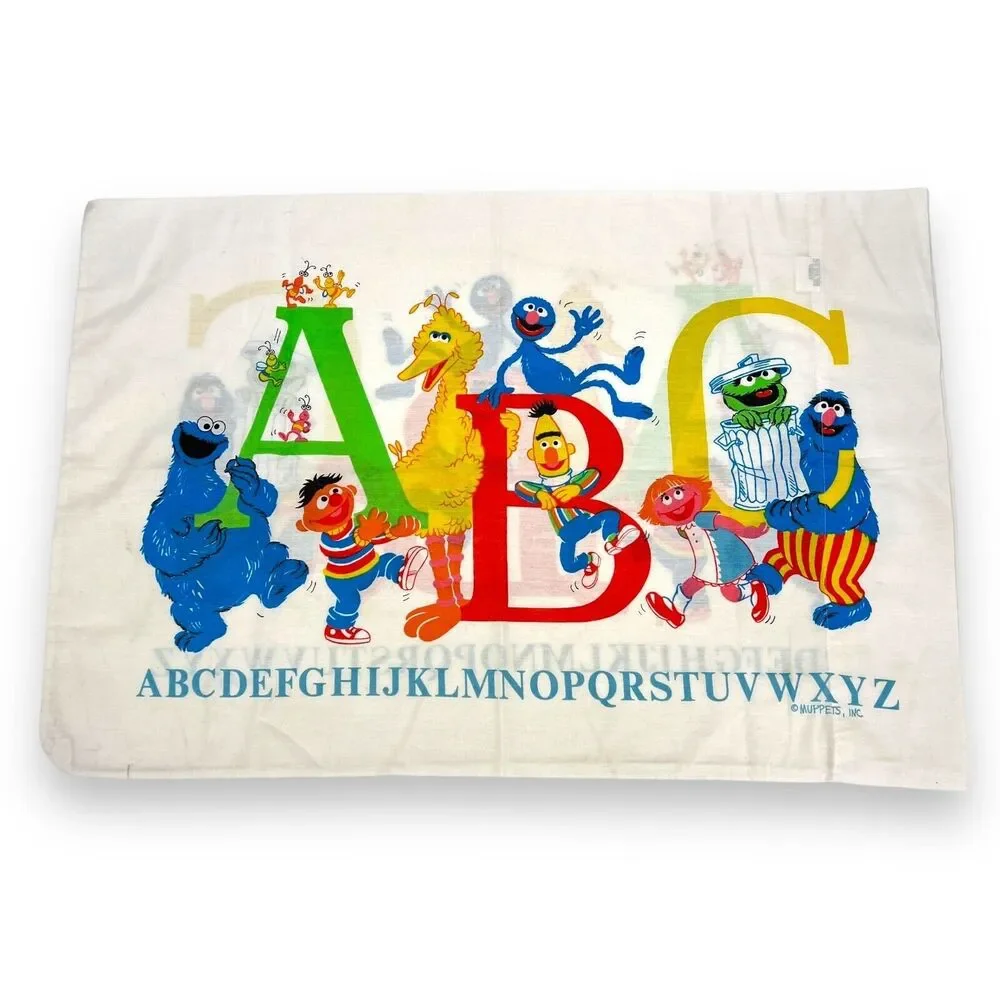 Vintage Stevens Sesame Street ABC'S Muppets Twin Fitted Sheet and 1 Pillowcase